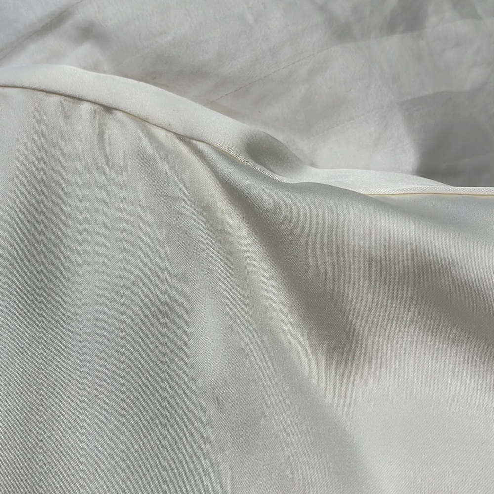 Massimo Dutti Studio tuxedo style silky oversized button up dress cream/black M - Picture 13 of 14